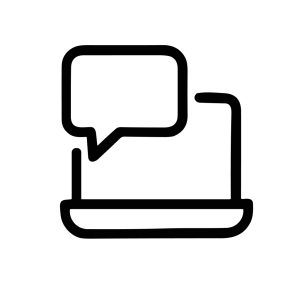 Simple Line Laptop with Speech Bubble Communication Concept Icon Design