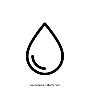 Simple Line Art Water Drop Liquid Element Symbol Icon Isolated