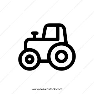 Minimalist Outline Simple Tractor Icon Representing Agriculture and Farming Concept