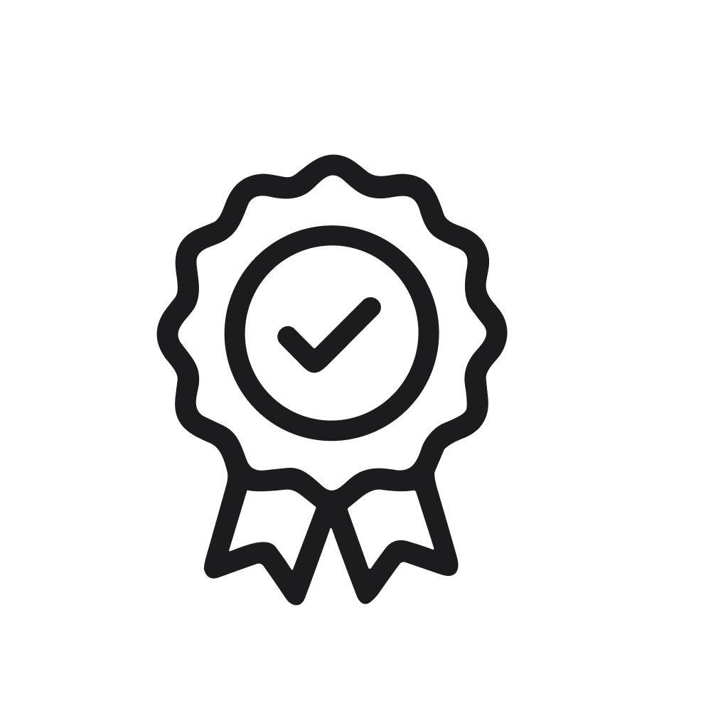Minimalist Lineart Award Ribbon Checkmark Approved Quality Guarantee Icon