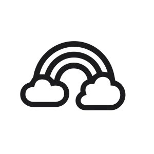 Outline Handdrawn Rainbow with Cloud Line Art Symbol Illustration