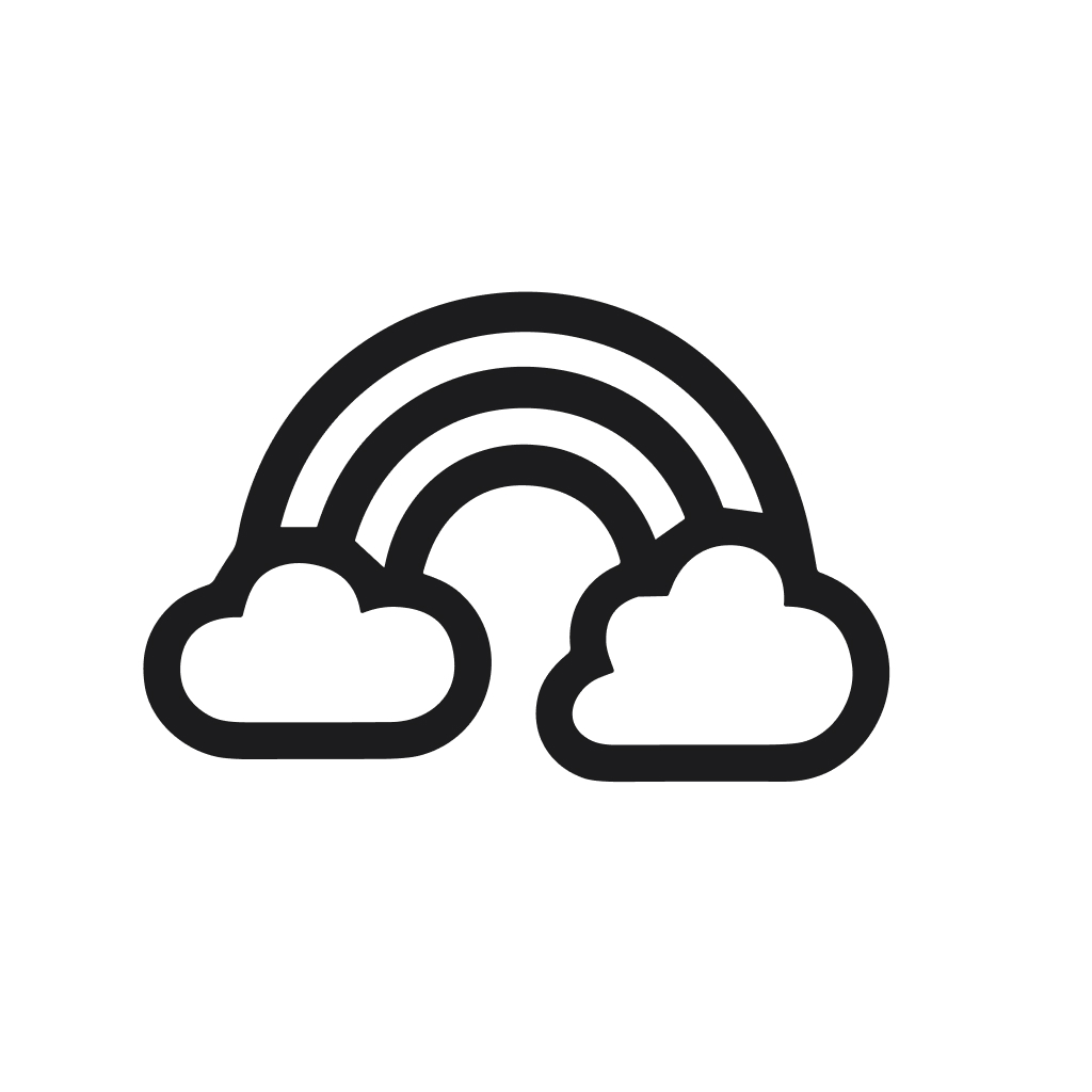 Outline Handdrawn Rainbow with Cloud Line Art Symbol Illustration