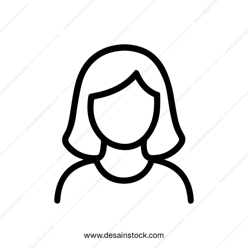 Minimalist Outline Woman Avatar Symbol Line Icon Illustration