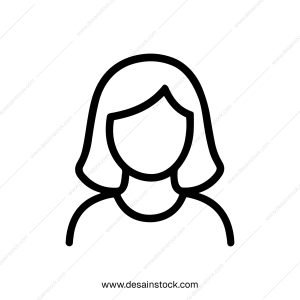 Minimalist Outline Woman Avatar Symbol Line Icon Illustration