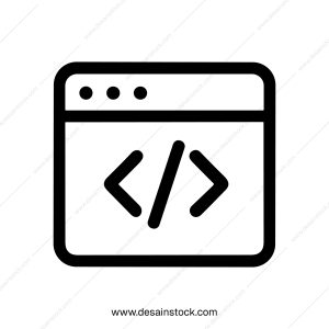 Simple Line Style Code Browser Symbol, Coding Language Application Icon