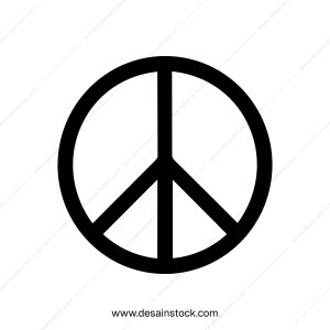Simple Line Black and White Peace Symbol Sign Icon Graphic