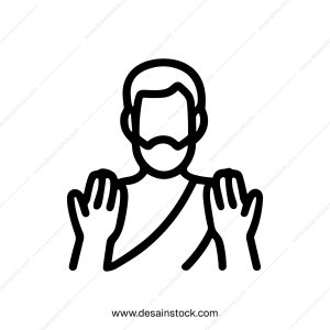 Outline Minimalist Raising Hand Human Figure Symbol Icon Element