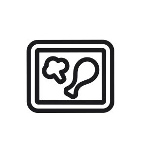 Outline Simple Meal Icon With Broccoli and Chicken Leg Food