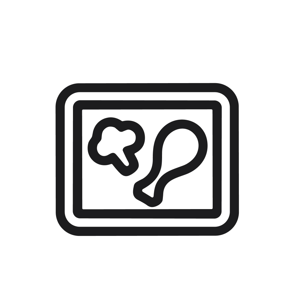 Outline Simple Meal Icon With Broccoli and Chicken Leg Food