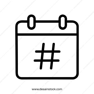 Simple Line Art Calendar with Hashtag Symbol for Social Media Planning Icon