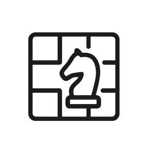 Line Art Detailed Chess Knight Piece on Board Game Icon