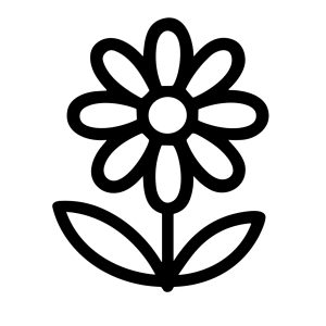 Simple Line Flower with Stem and Leaf Blossom Decorative Icon