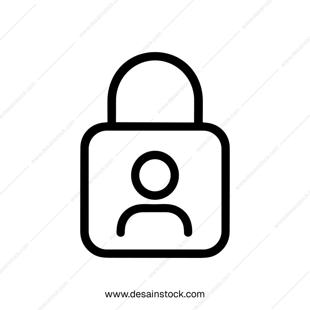 Outline Simple User Lock Icon with Rounded Square Shape and Profile Symbol