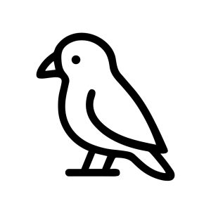 Simple Outline Black and White Bird Illustration Minimalist Line Icon