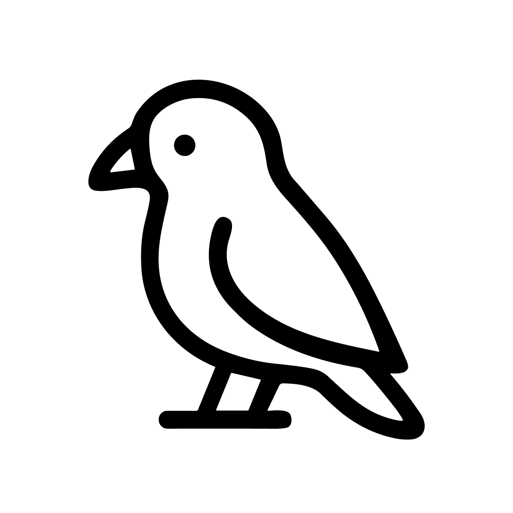 Simple Outline Black and White Bird Illustration Minimalist Line Icon