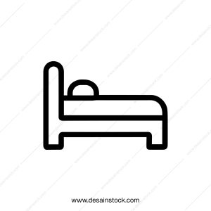 Simple Outline Bed Icon Illustration for Sleeping Rest and Relaxation