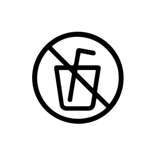 Simple Line Style Prohibited Drink with Straw Sign Symbol Icon