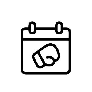 Minimalist Outline Boxing Glove on Calendar Date Reminder Icon