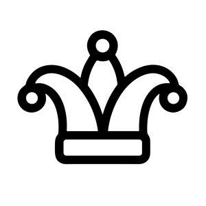 Outline Minimalist Jester Hat with Bells Carnival Party Icon Symbol