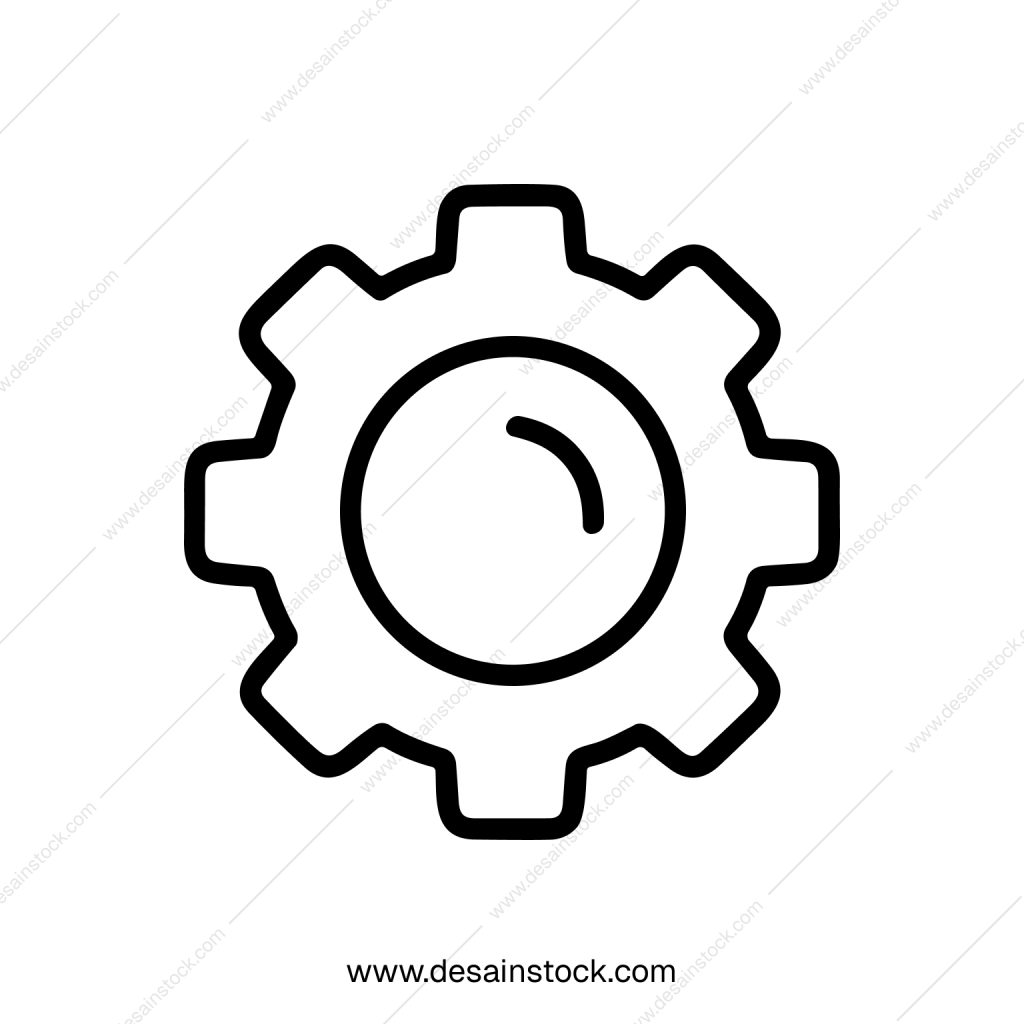 Simple Outline Style Gear Cogwheel Mechanism Shape Icon Graphic
