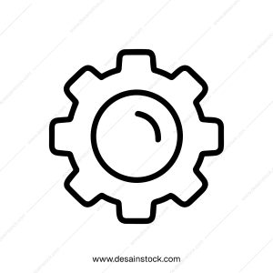 Simple Outline Style Gear Cogwheel Mechanism Shape Icon Graphic