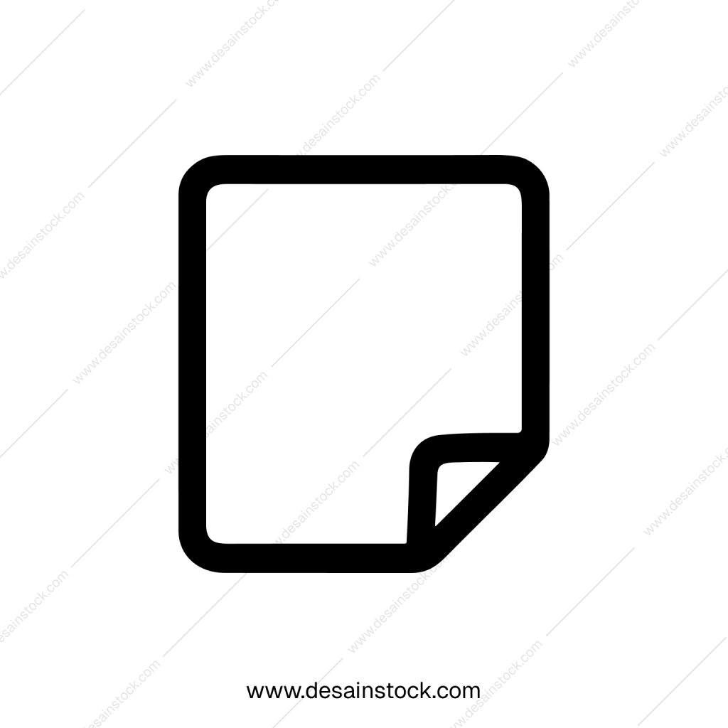 Simple Outline Document with Folded Corner Page Icon in Black