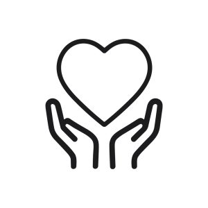Simple Outline Hands Holding Heart Symbol Giving Charity and Love Icon