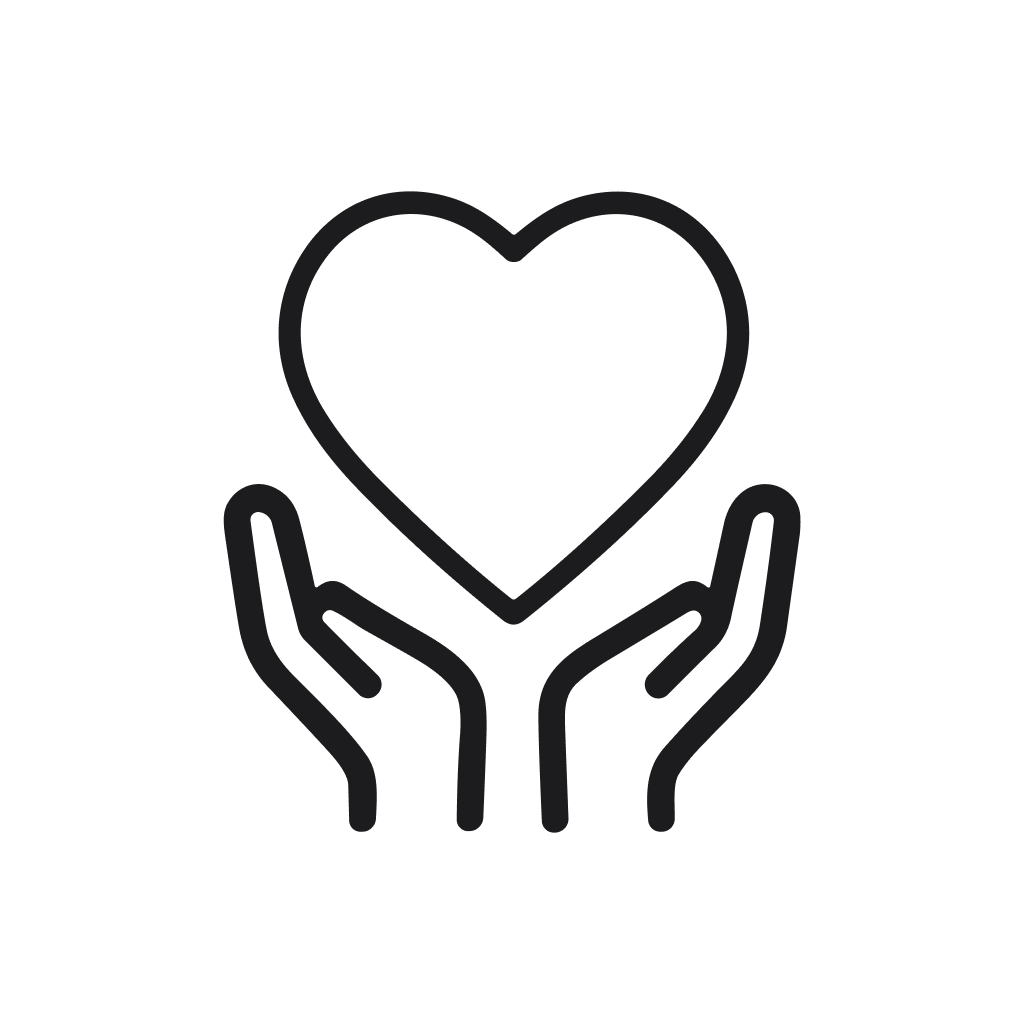 Simple Outline Hands Holding Heart Symbol Giving Charity and Love Icon