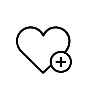 Simple Outline Heart Shape with Plus Sign Symbol Line Icon