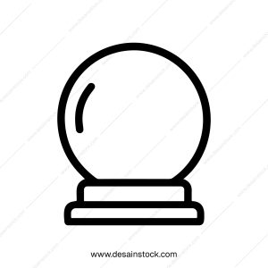 Simple Outline Crystal Ball Minimalist Line Art Sphere on Stand Icon
