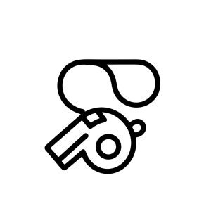 Simple Outline Whistle Safety Sport Icon with Lanyard Flat Design
