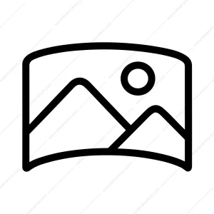 Simple Outline Mountain Landscape with Sun Pictorial Image Icon