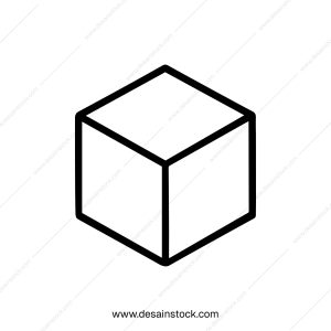 Simple Outline Isometric Cube Box Shape 3D Geometrical Icon