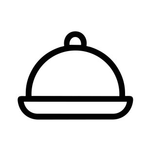 Simple Line Art Food Cloche Serving Dish Plate Restaurant Icon