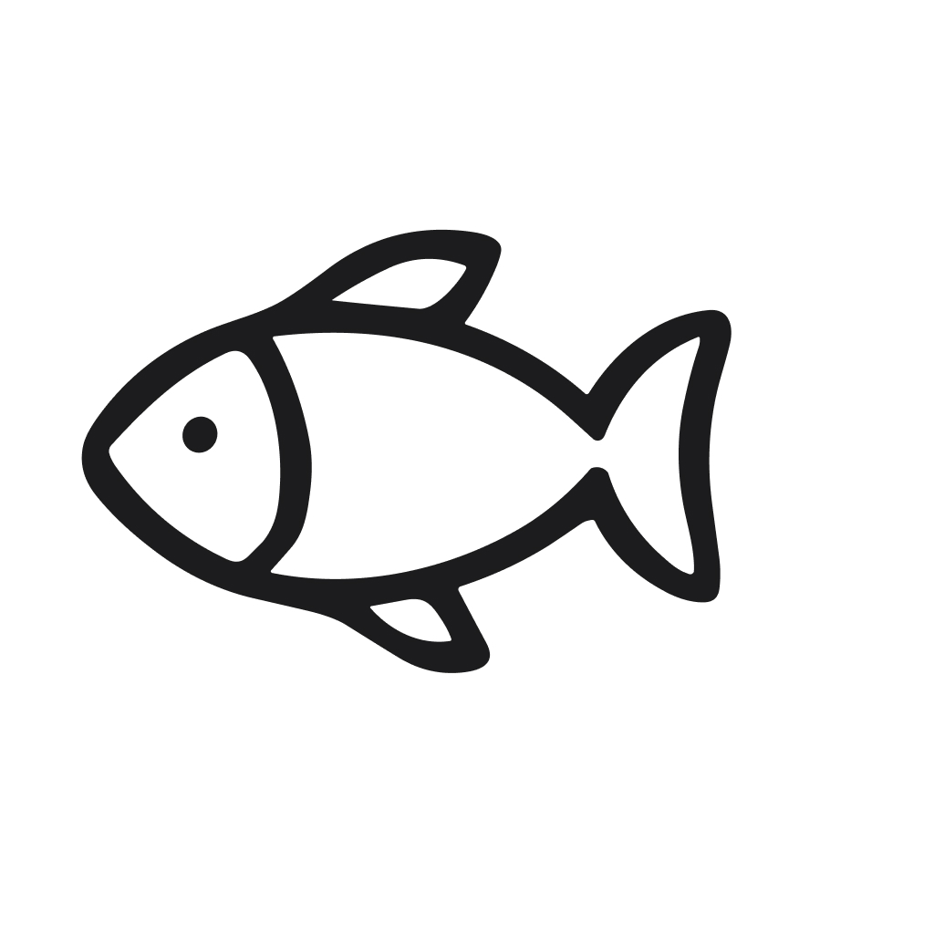 Simple Outline Handdrawn Swimming Fish Animal Line Art Icon Graphic