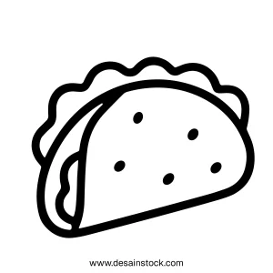 Simple Outline Handdrawn Taco Mexican Food Traditional Cuisine Line Icon