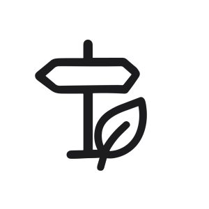 Minimalist Outline Road Sign with Leaf Accent Landscape Navigation Icon