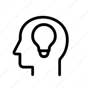 Simple Outline Line Head with Light Bulb Idea Mind Concept Icon