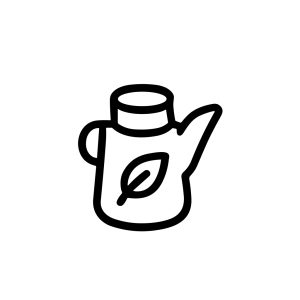 Minimalist Outline Teapot with Leaf Ornament for Herbal Drink Icon