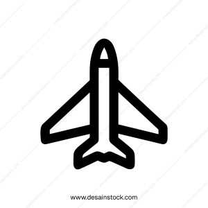 Outline Simple Airplane Travel Minimalist Line Art Isolated Aviation Icon
