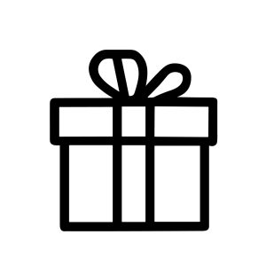 Minimalist Line Art Gift Box Present with Ribbon Bow Icon Design