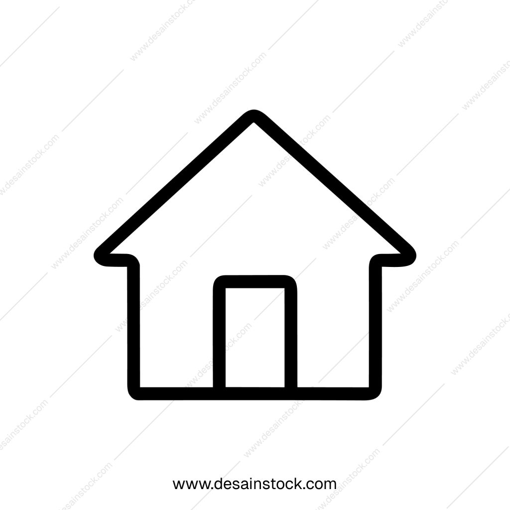 Simple Outline Home Icon with Doorway Illustration for Real Estate