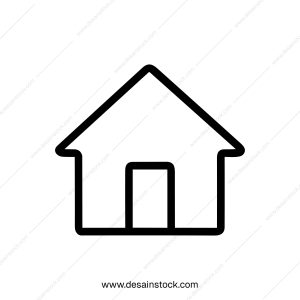 Simple Outline Home Icon with Doorway Illustration for Real Estate