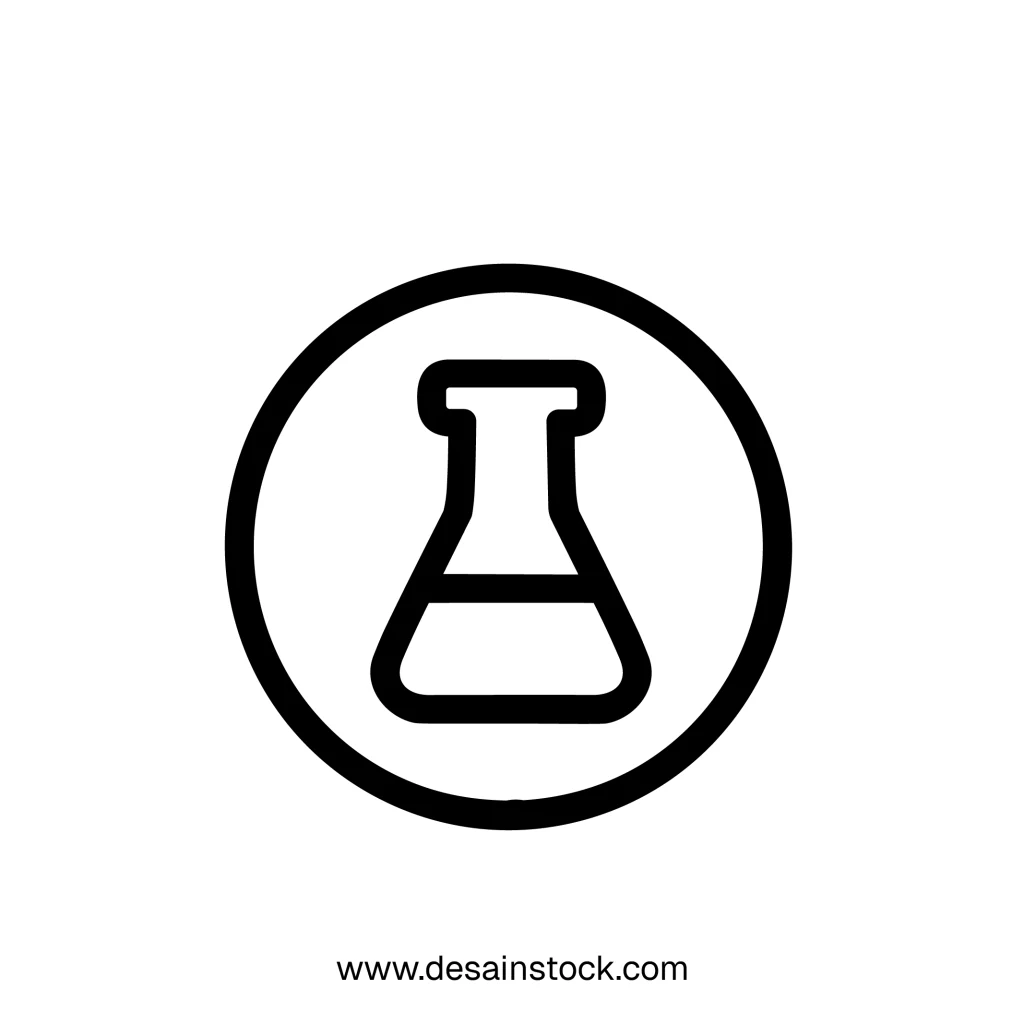 Simple Outline Circle Chemistry Flask Experiment Symbol Icon