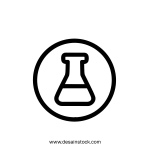 Simple Outline Circle Chemistry Flask Experiment Symbol Icon