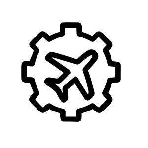Line Drawing Airplane Inside Gear Cogwheel Manufacturing Engineering Process Icon