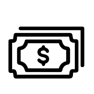 Simple Outline Stacked Dollar Bill Currency Sign Icon Symbol
