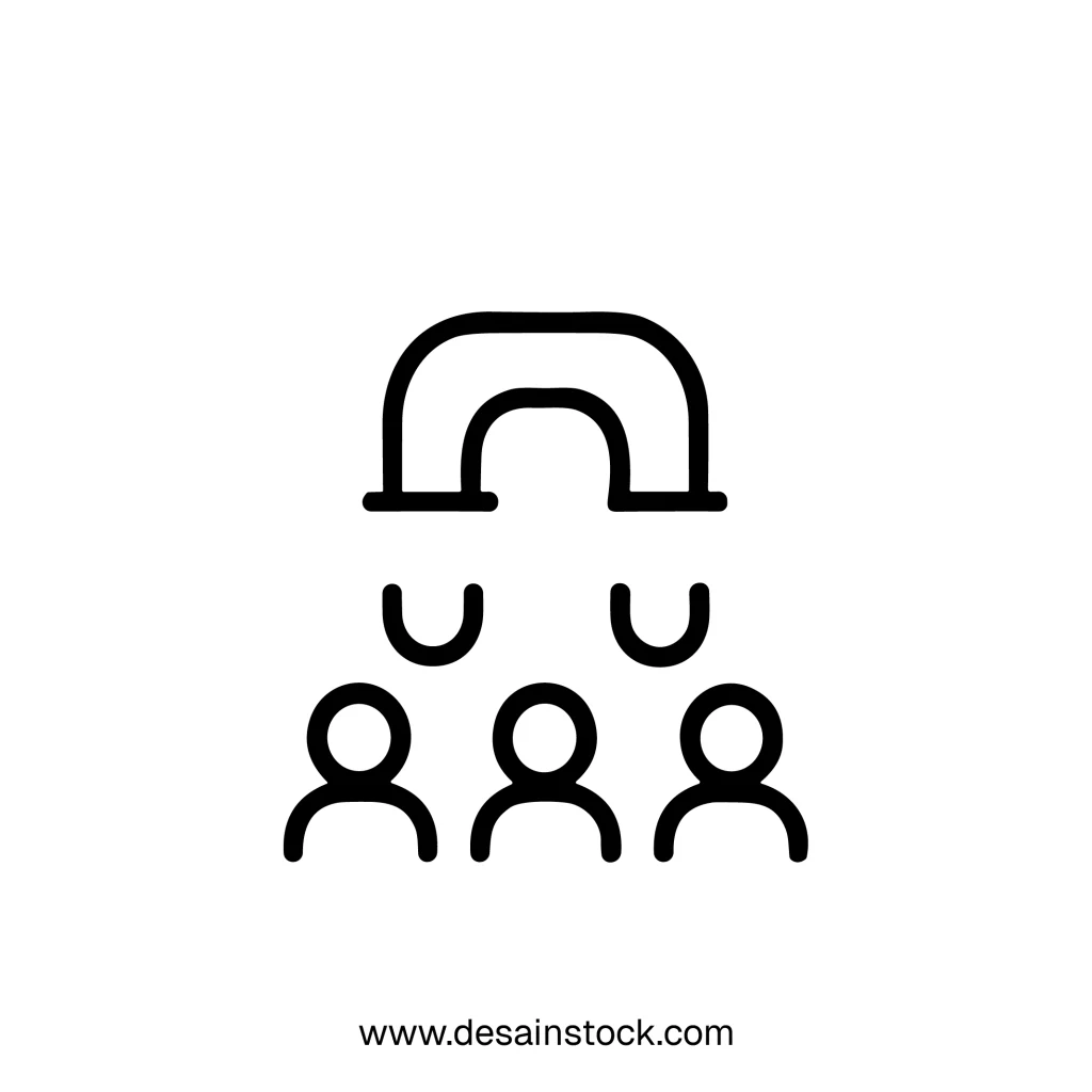 Simple Outline Line Group People Magnet Pulling Attraction Icon Symbol