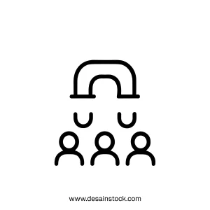 Simple Outline Line Group People Magnet Pulling Attraction Icon Symbol