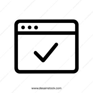 Simple Line Style Browser Window Checkmark Symbol Shape Icon Design